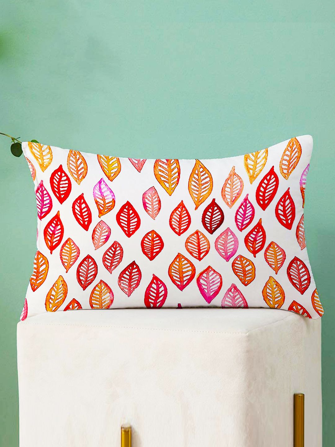 STITCHNEST Pack Of 2 Red & Blue Printed Rectangle Cushion Covers