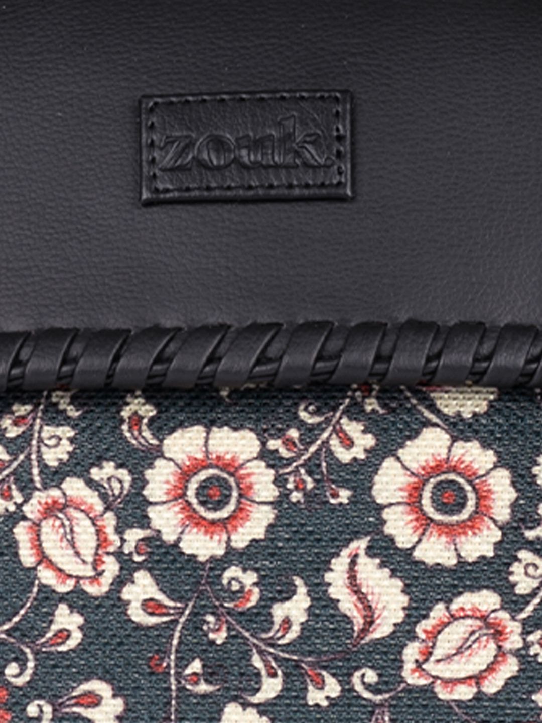 ZOUK Floral Printed Structured Jute Handheld Bag