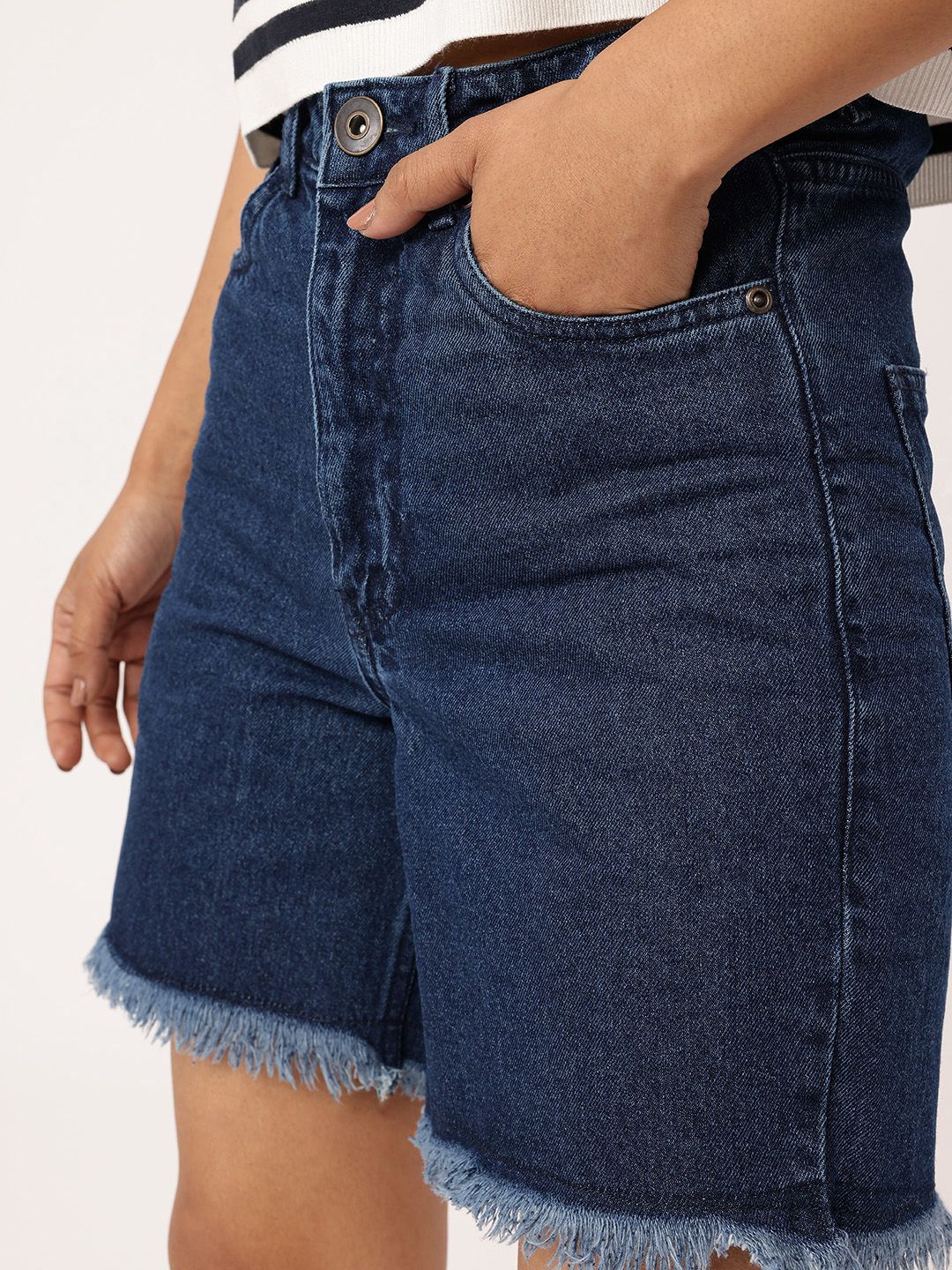 DressBerry Women Urban Vibe Frayed Denim Shorts