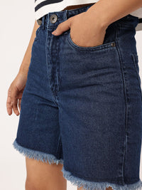 DressBerry Women Urban Vibe Frayed Denim Shorts