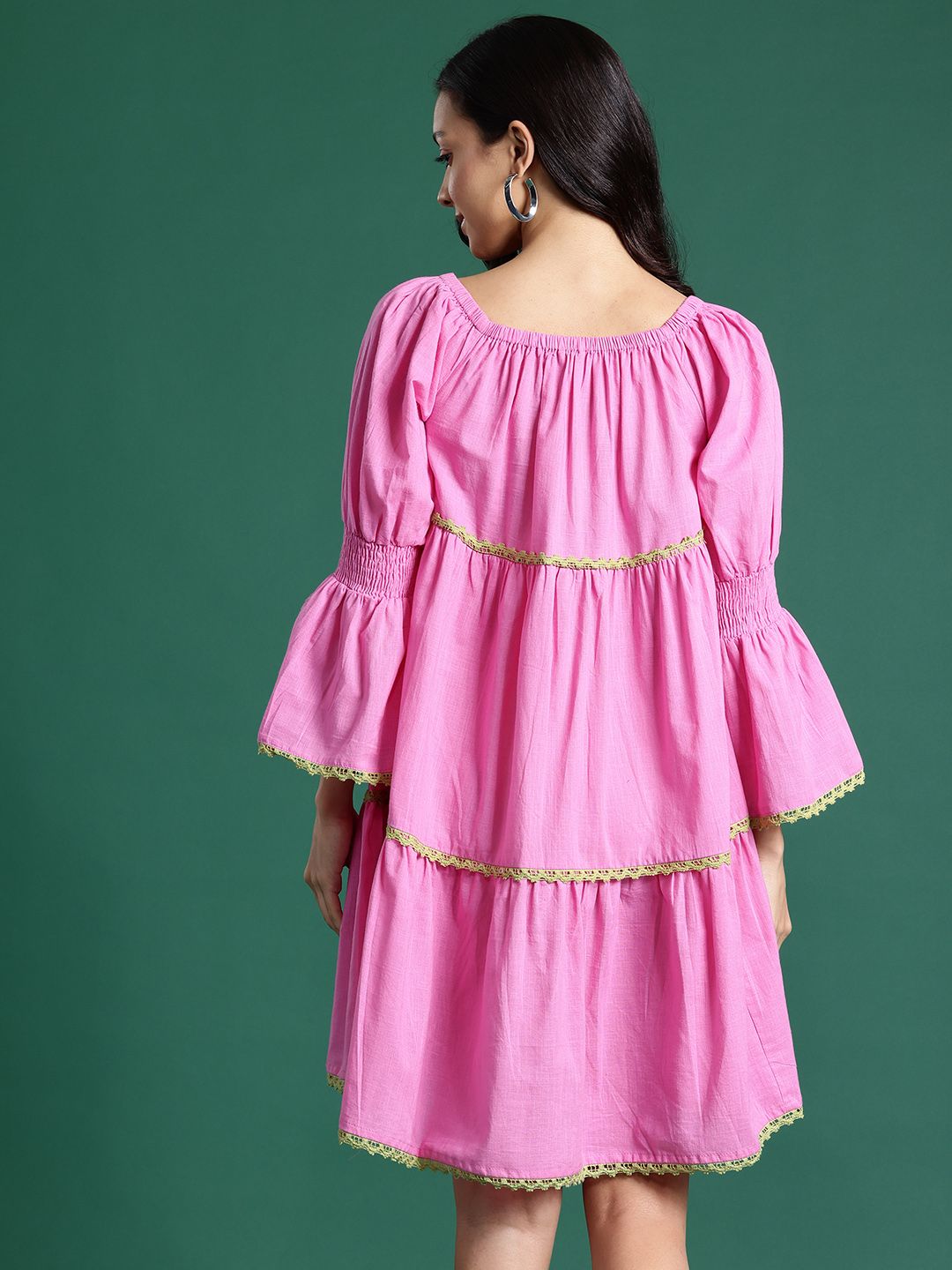 DressBerry Lace Inserts Cotton A-Line Dress