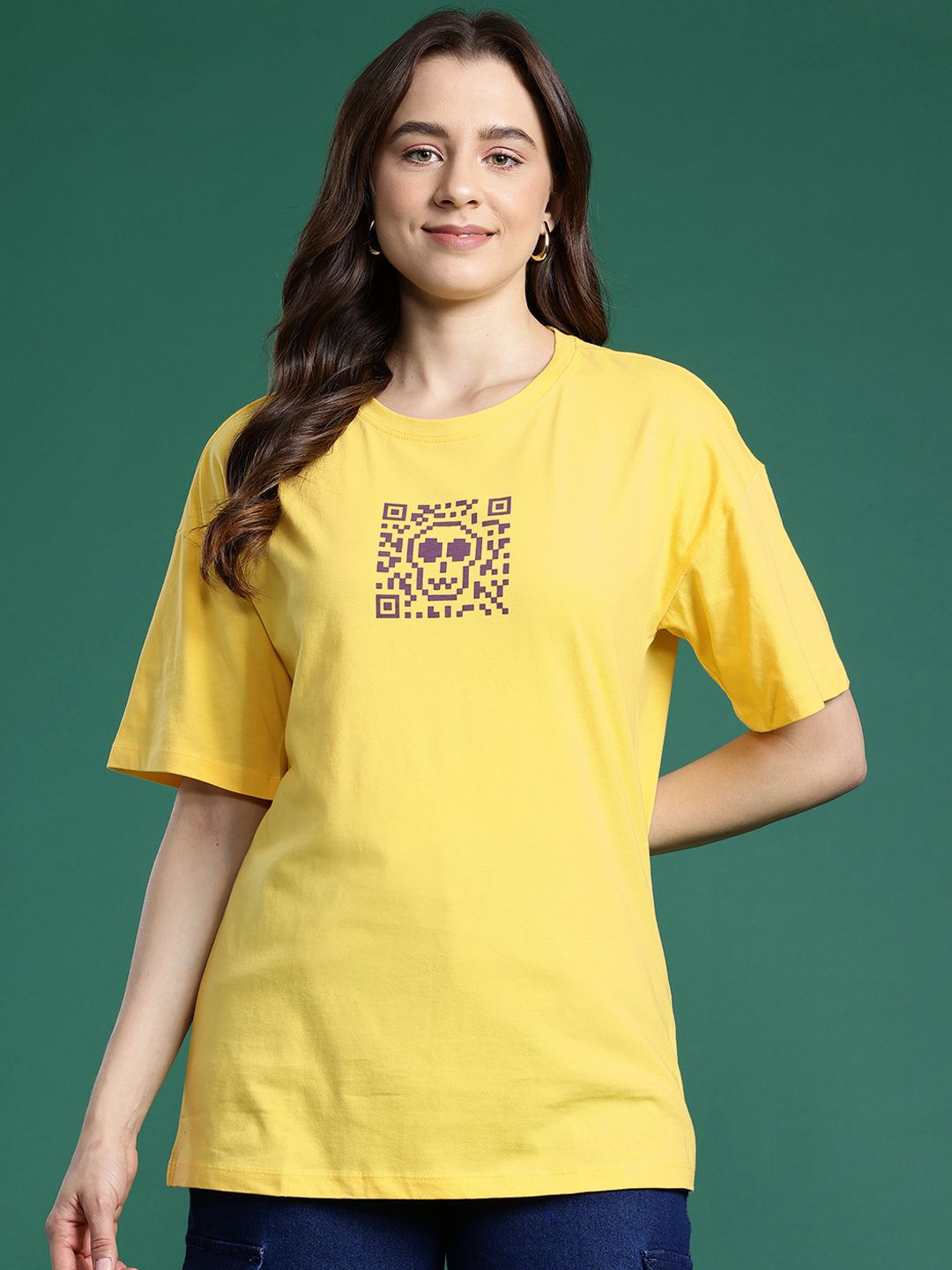 DressBerry Women Printed Pure Cotton T-shirt