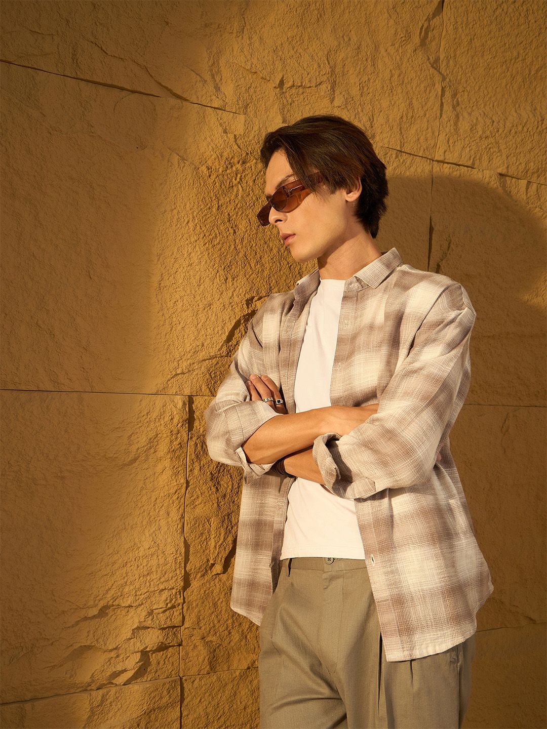 Dennison Men Drop Shoulder Oversized Checked Shirt