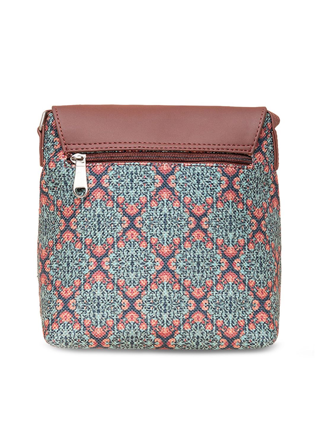 ZOUK Green Ethnic Motifs Printed Structured Sling Bag