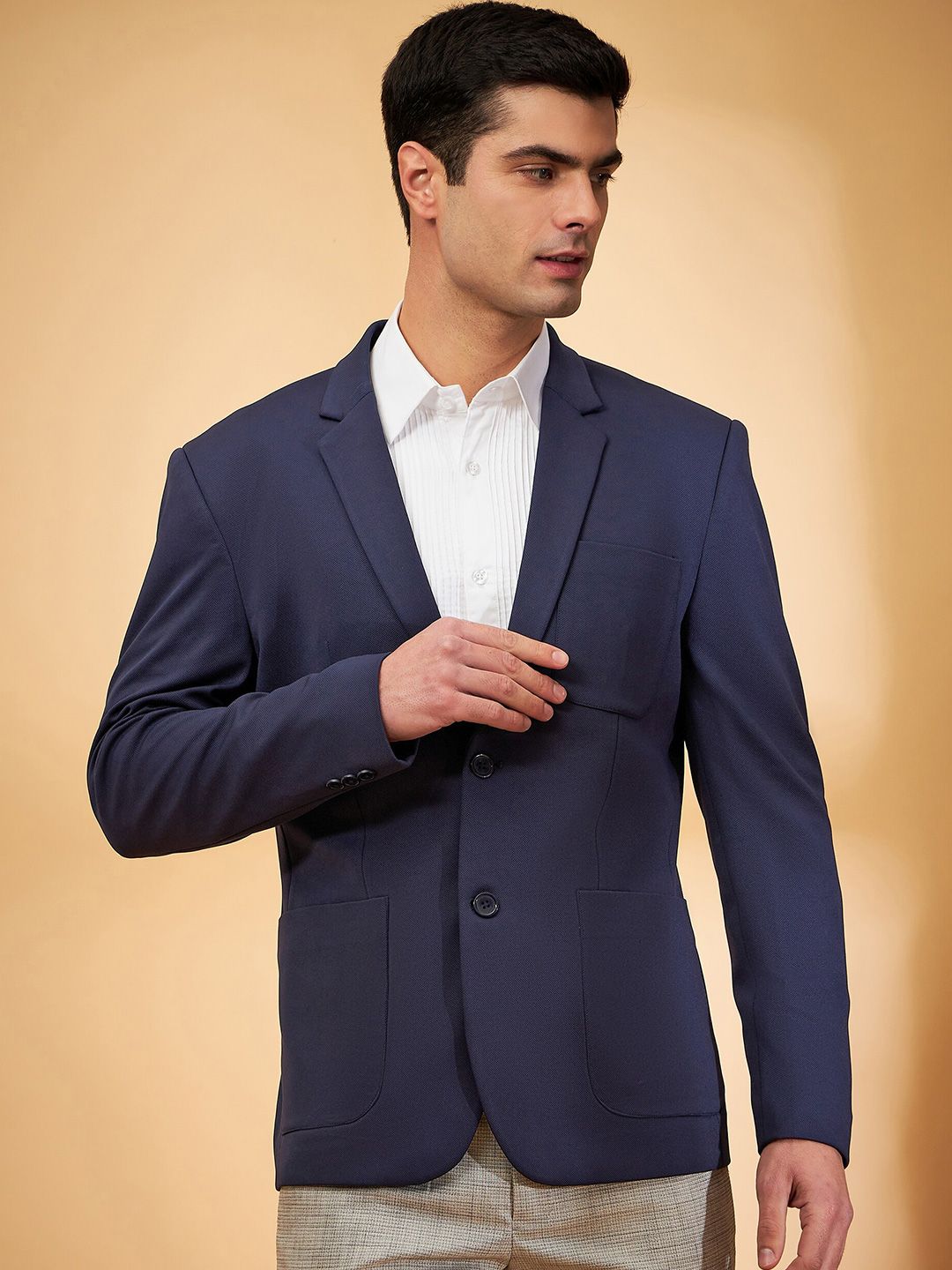 DENNISON Notch Lapel Collar Single-Breasted Blazer