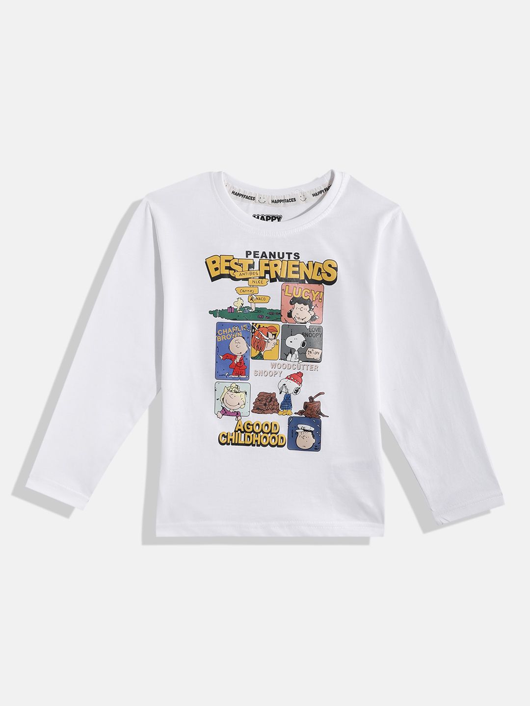 Happy Faces Boys Peanuts Printed Pure Cotton T-shirt