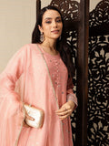 House of Pataudi Floral Sequinned Embellished Jashn A-Line Kurta with Trousers & Dupatta