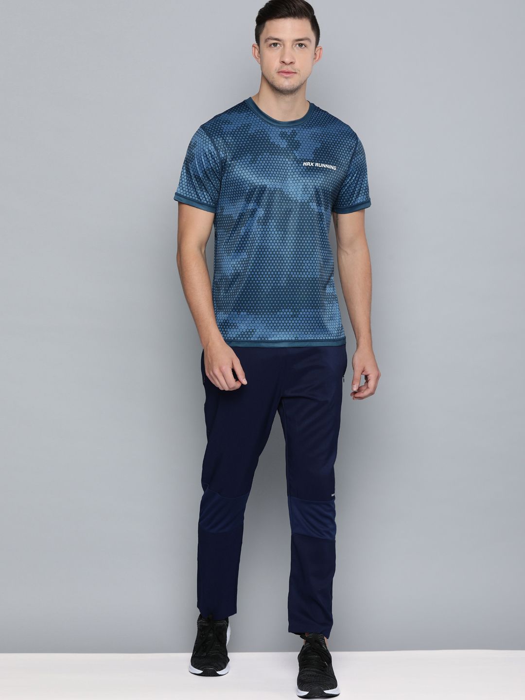 HRX by Hrithik Roshan Men Navy Blue Solid Running Track Pants