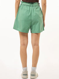 Bewakoof Women's Green Oversized Linen Shorts