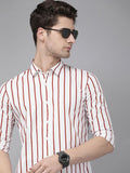 SPYKAR Slim Fit Striped Pure Cotton Casual Shirt