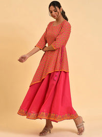 W Pink Ethnic Motifs Printed Maxi Dress