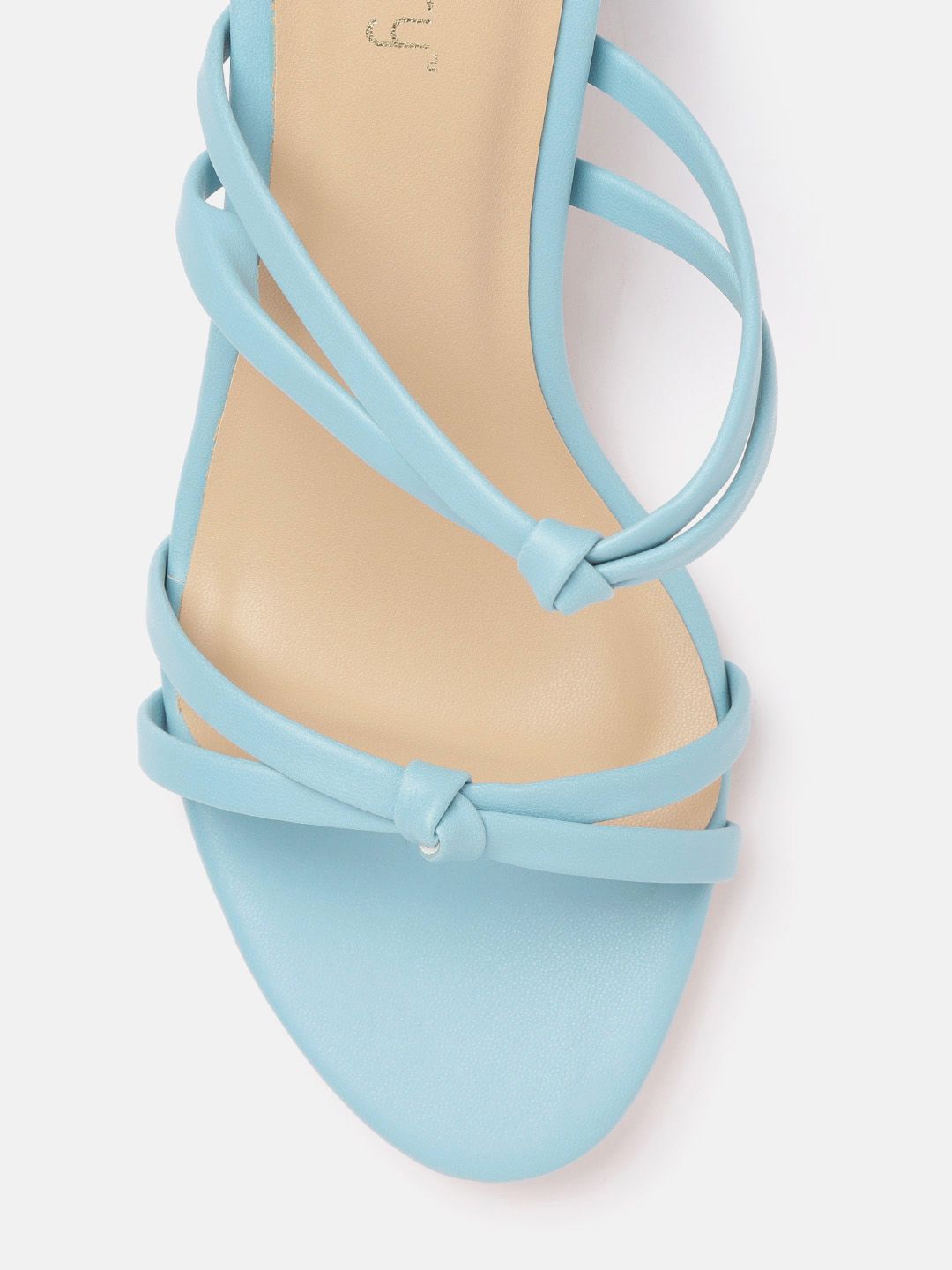 DressBerry Women Blue Strappy Heels with Knot Detail