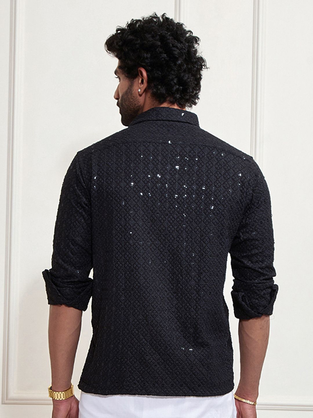 VASTRAMAY Premium Sequinned Embellished Ethnic Shirt