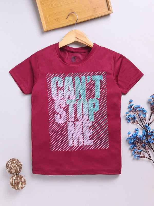 HRX by Hrithik Roshan Boys Typography Printed Rapid-Dry T-shirt