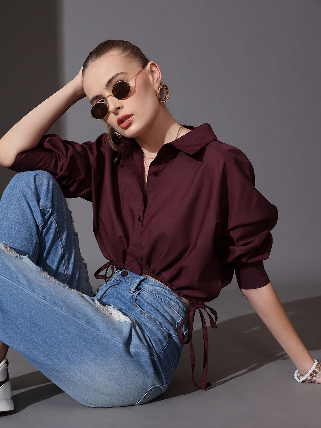 STREET 9 Shirt Style Crop Top