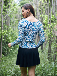 Athena Blue Print Top
