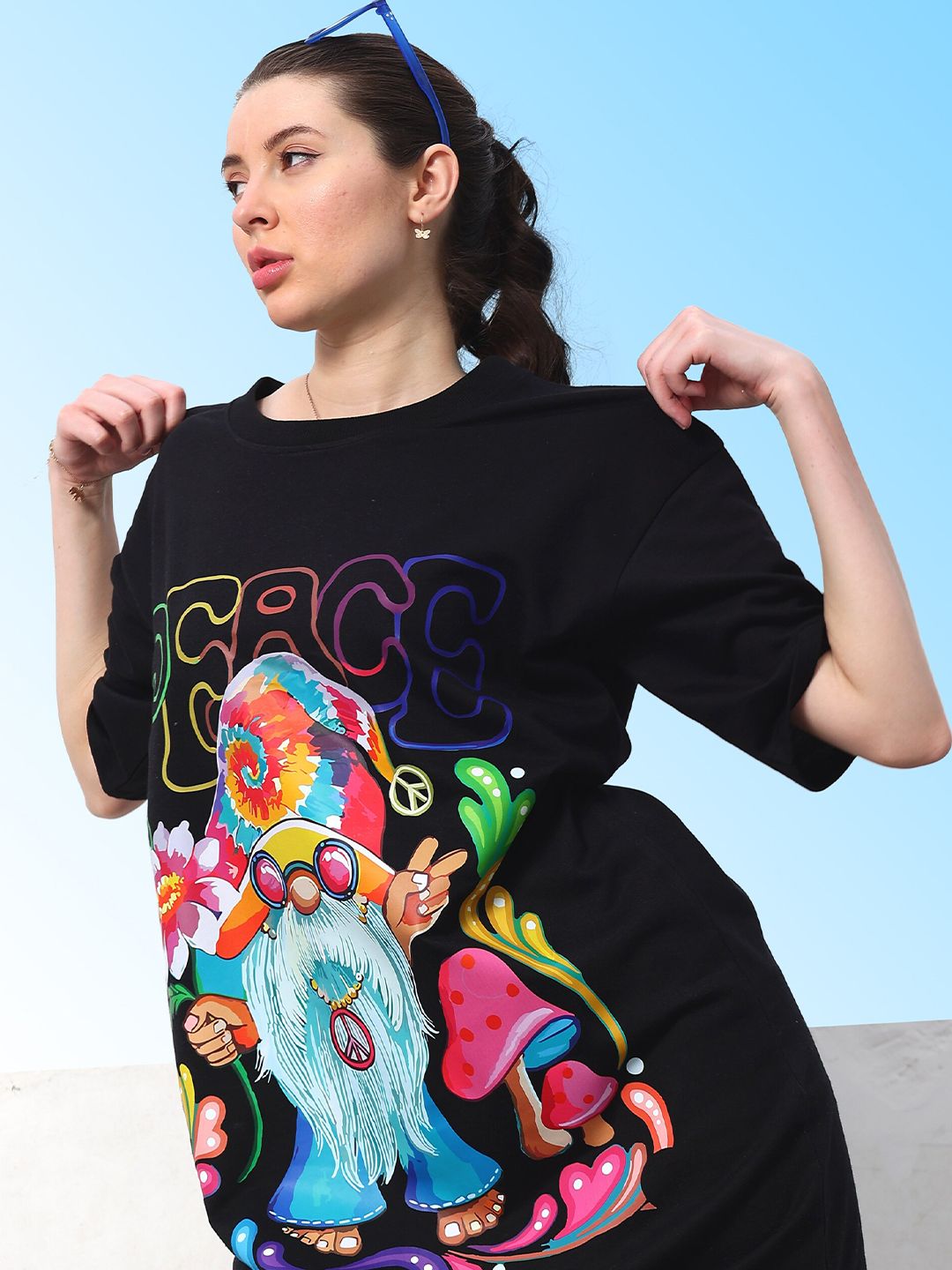 Athena Graphic Printed Cotton T-shirt Midi Dress