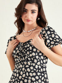 Berrylush Floral Printed  Fit & Flare Dress