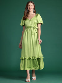 DressBerry Puff Sleeve Ruffled Maxi Dress