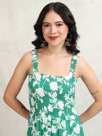 Vishudh Floral Print A-Line Midi Dress