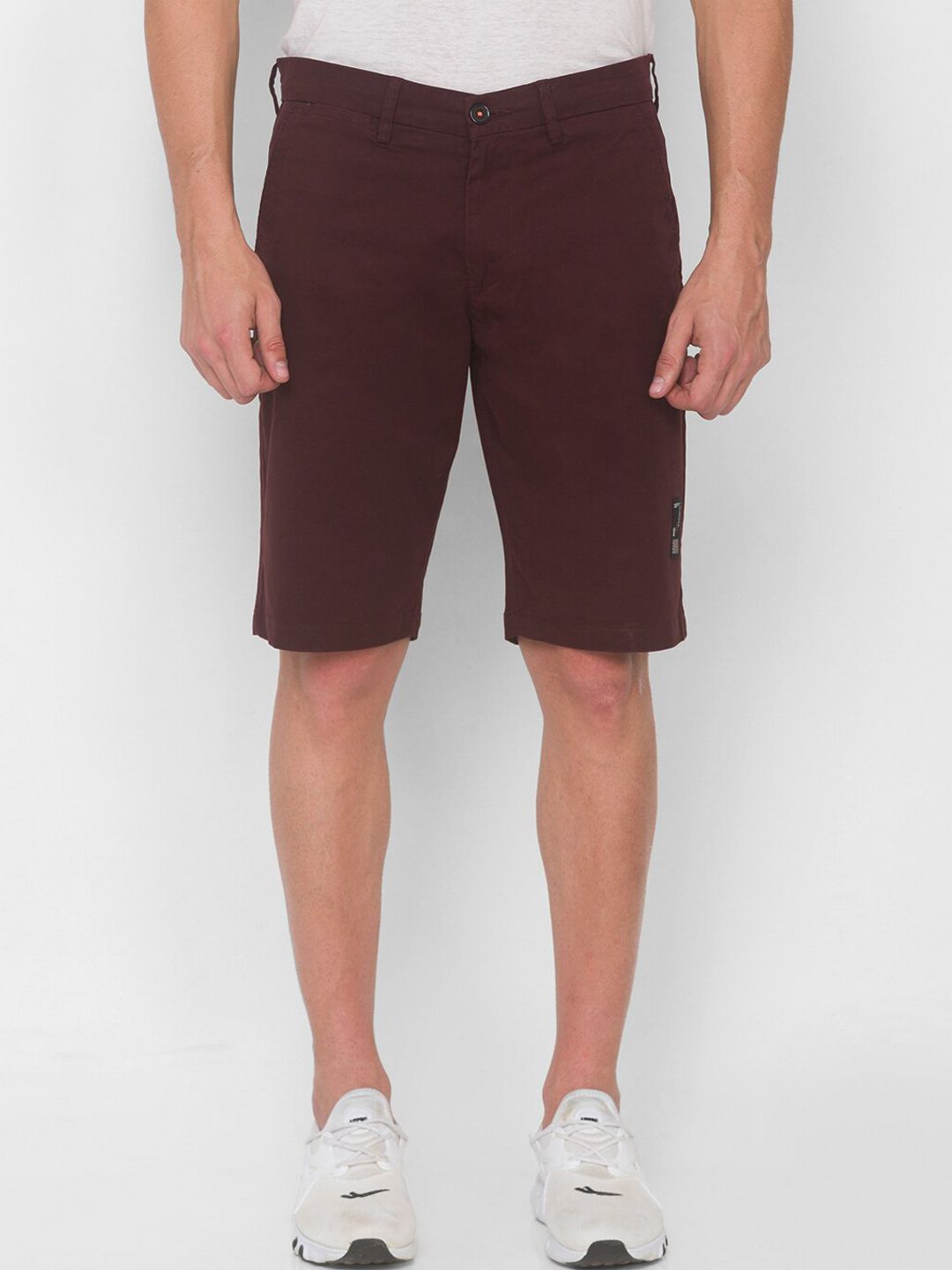 SPYKAR Men Maroon Pure Cotton Shorts