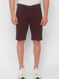 SPYKAR Men Maroon Pure Cotton Shorts