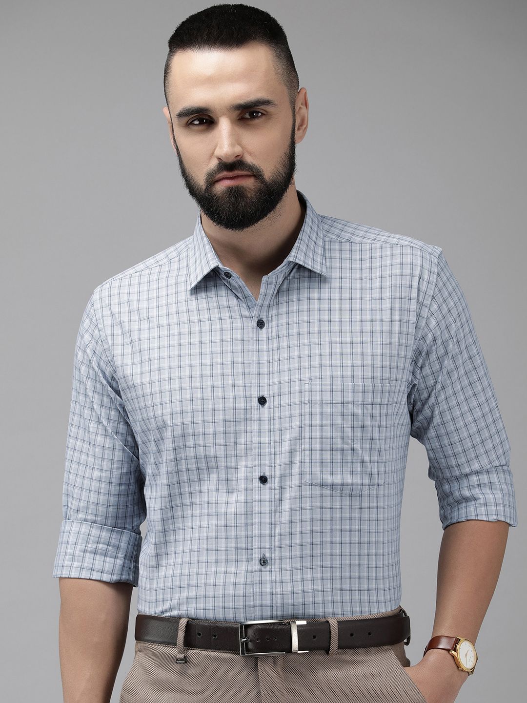 Park Avenue Slim Fit Pure Cotton Checked Formal Shirt