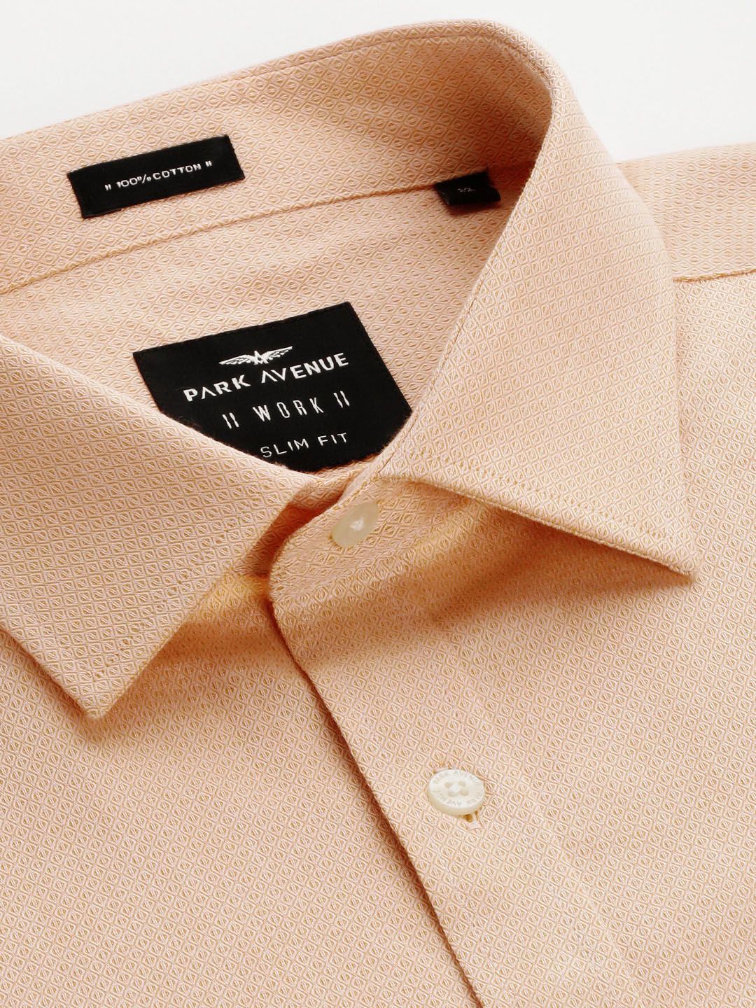 Park Avenue Men Slim Fit Micro Ditsy Geometric Opaque Self Design Pure Cotton Formal Shirt