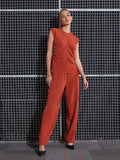 SASSAFRAS Women Round neck Sleeveless Top & Trouser Co-Or