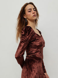 STREET 9  Puff Sleeve Velvet Top