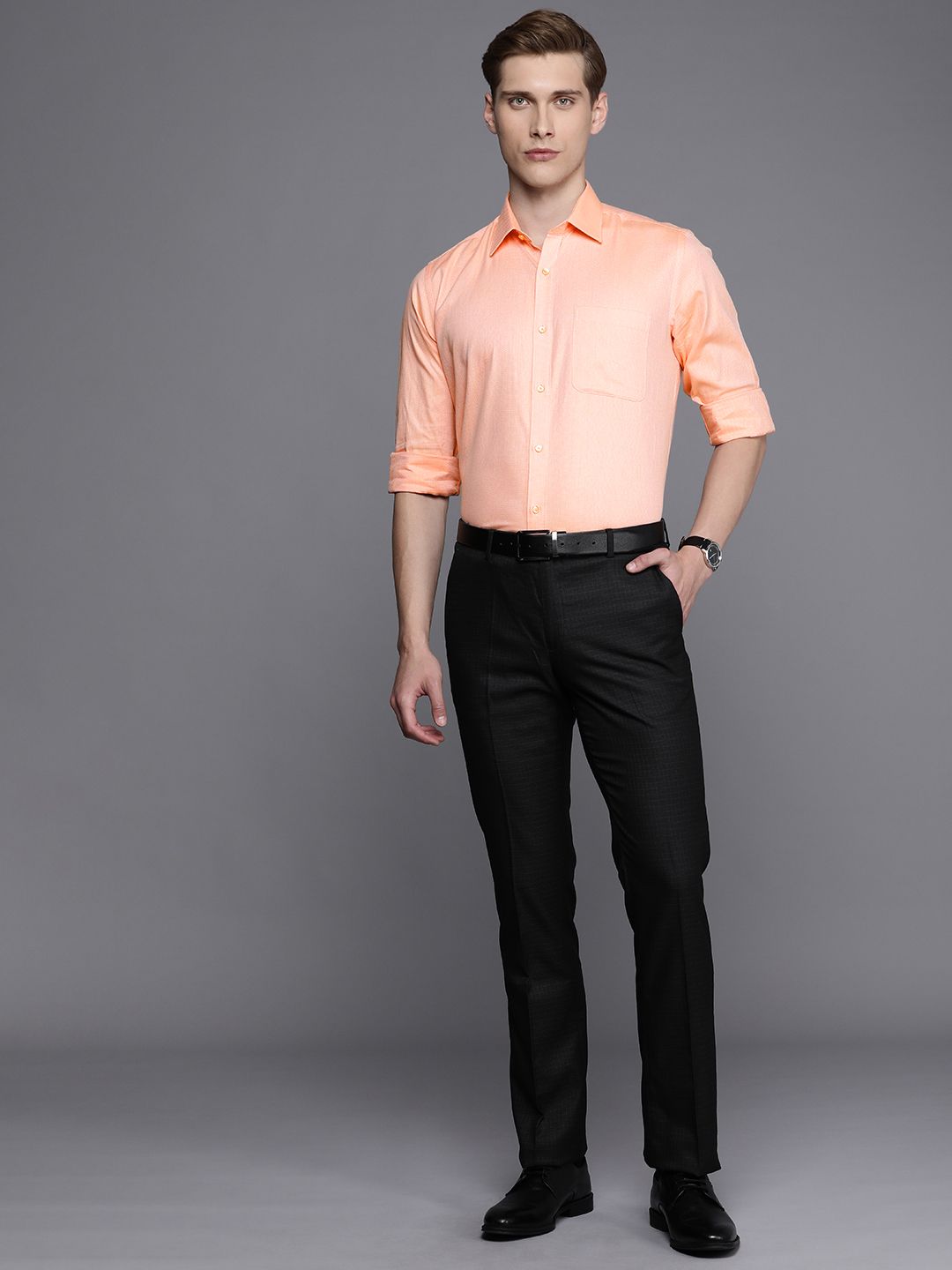 Raymond Opaque Self Design Pure Cotton Formal Shirt