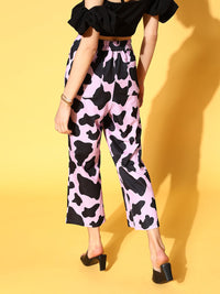 Athena Women Pretty Pink Animal Pastel Trousers
