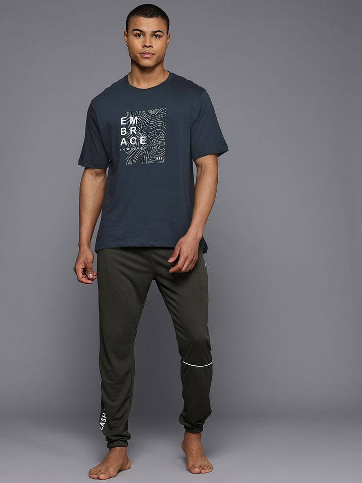 HRX by Hrithik Roshan Men Typography Printed Drop-Shoulder Sleeves Pure Cotton T-shirt