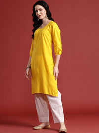 Anouk V-Neck Solid High-Low Kurta