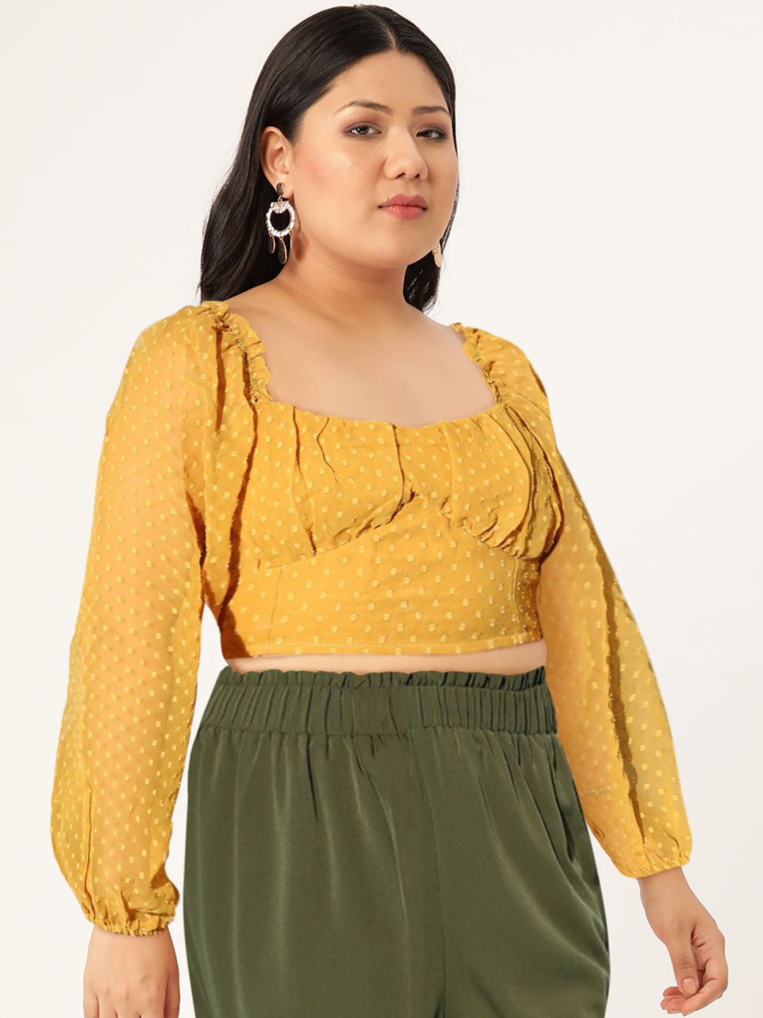 Berrylush Mustard Solid Once Upon a Sleeve Top