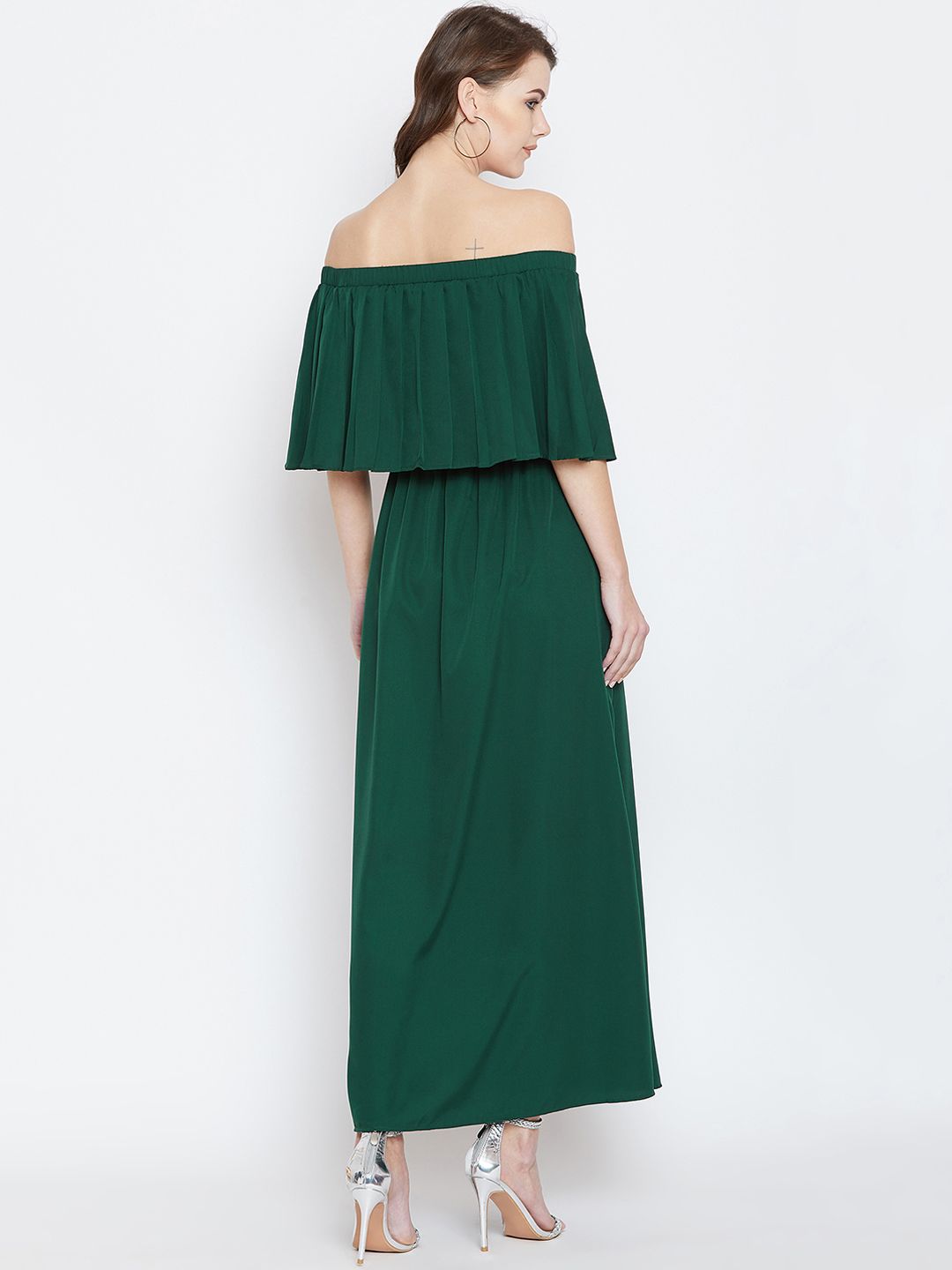 Berrylush Women Solid Green Maxi Dress