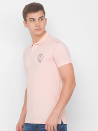 SPYKAR Men Pink Applique Slim Fit T-shirt