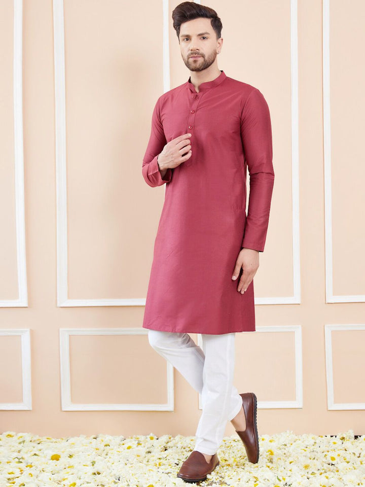 See Designs Mandarin Collar Long Sleeves Thread Work Cotton Kurta