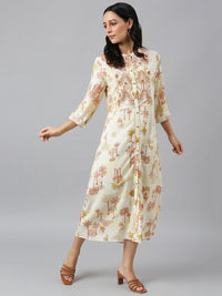 W Floral A-Line Midi Dress