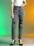 DressBerry Women Boyfriend Fit Mildly Distressed Light Fade Stretchable Jeans