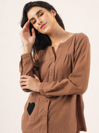 SANSKRUTIHOMES Mandarin Collar Pure Cotton Night suit