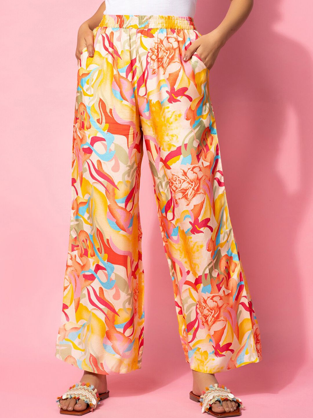 Libas Abstract Printed A-Line Shirt & Palazzo Set