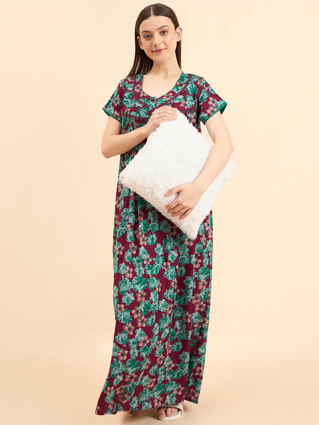 Sweet Dreams Printed Pure Cotton Maxi Nightdress