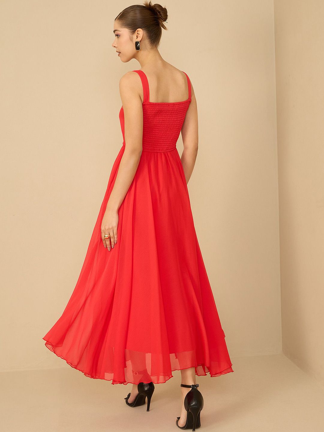 Antheaa Antheaa Women Printed Round Neck Embellished Maxi Dress