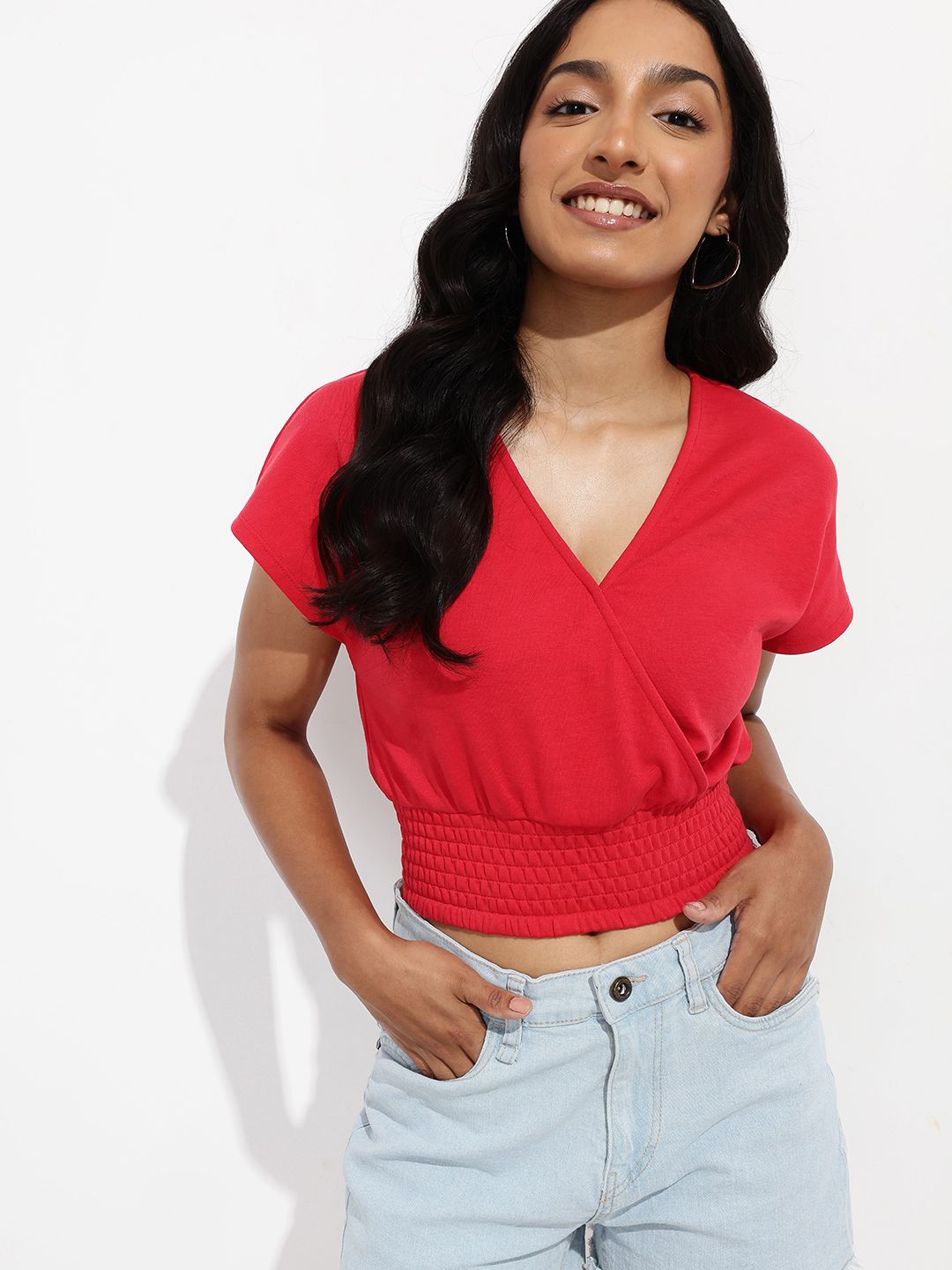 DressBerry Chroma Queen Wrap Style Blouson Crop Top