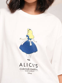 Tokyo Talkies Women Alice in Wonderland Printed Boxy Tshirt