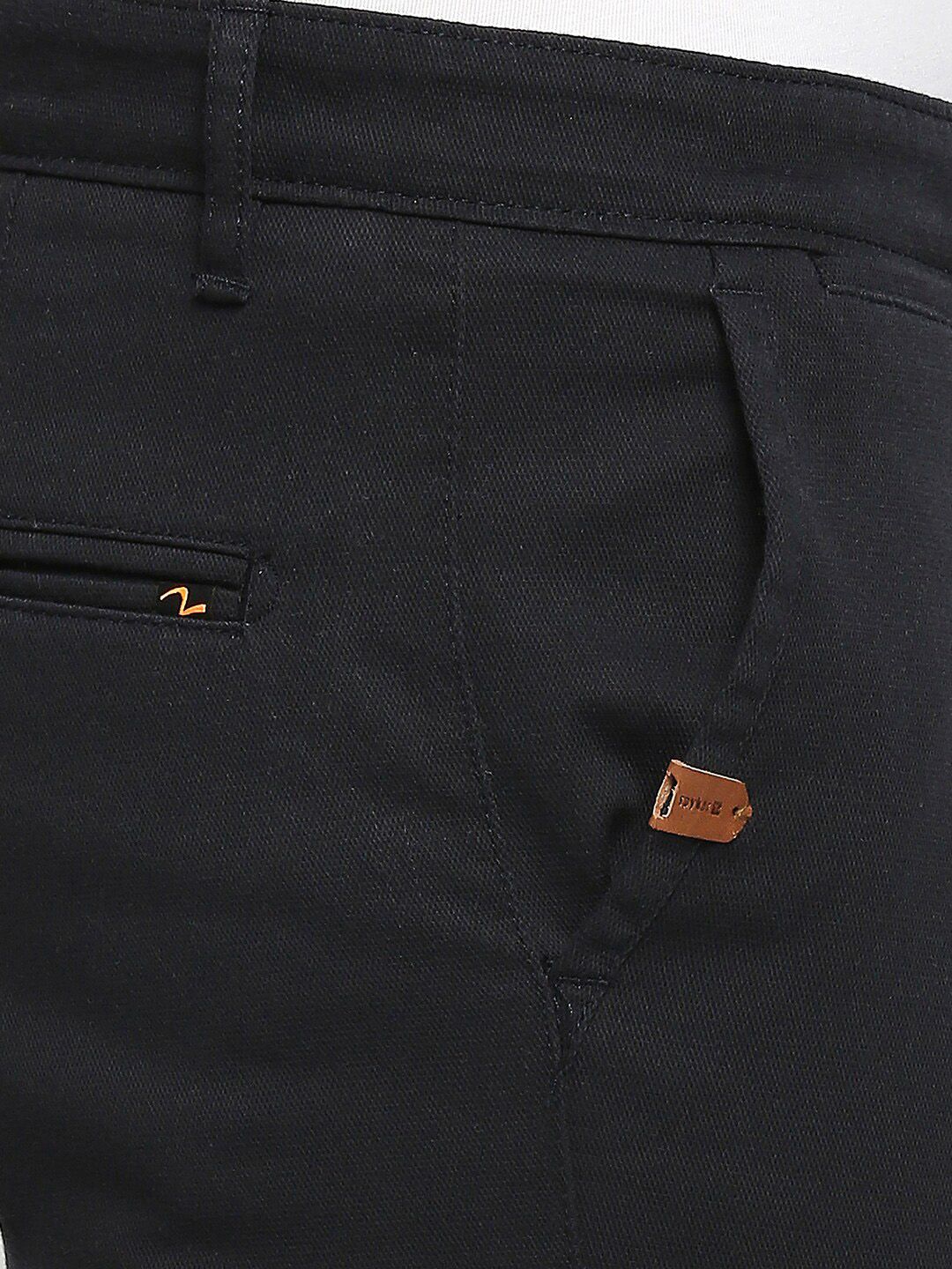 SPYKAR Men Navy Blue Loose Fit Low-Rise Chambray Chinos Trousers