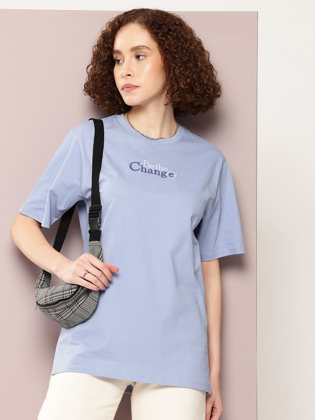 DILLINGER Women Typography Printed Pure Cotton Oversized T-shirt