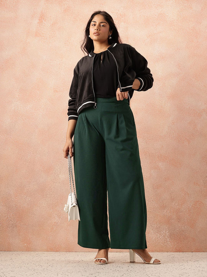All About You Plus Size Women Wide Leg Pleated Trousers