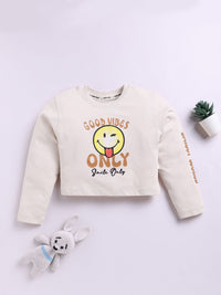 Happy Faces Girls Graphic Print Pure Cotton T-shirt